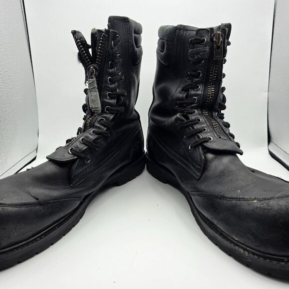 Tactical Work Boots Mens Size 14 Black Leather Vibram Soles Zipper Work Casual - Picture 2 of 13